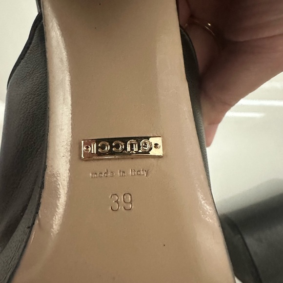 Gucci Black Leather Mules with Gold Detail - Picture 5 of 8